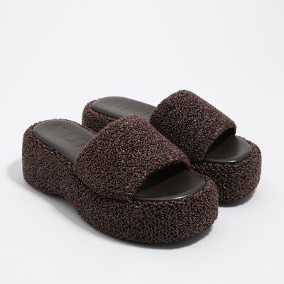 BIMBA Y LOLA Chocolate fabric high platform sandal CHOCOLATE 40 adult BIMBA Y LOLA Chocolate fabric high platform sandal CHOCOLATE 40 adult