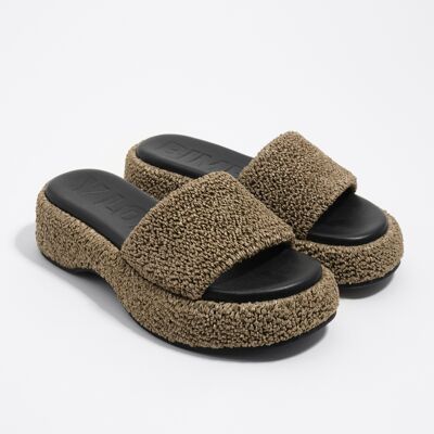 BIMBA Y LOLA Green fabric platform sandal OLIVE 35 adult BIMBA Y LOLA Green fabric platform sandal OLIVE 35 adult
