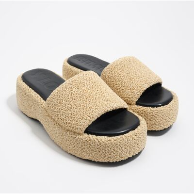 BIMBA Y LOLA Natural fabric high platform sandal NATURAL 35 adult BIMBA Y LOLA Natural fabric high platform sandal NATURAL 35 adult