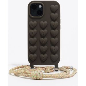 BIMBA Y LOLA Dark brown silicone iPhone 15 case with rope DARK BROWN UN adult BIMBA Y LOLA Dark brown silicone iPhone 15 case with rope DARK BROWN UN adult