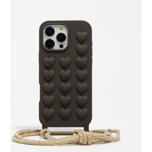 BIMBA Y LOLA Dark brown silicone iPhone 16 Pro Max case with rope DARK BROWN UN adult BIMBA Y LOLA Dark brown silicone iPhone 16 Pro Max case with rope DARK BROWN UN adult