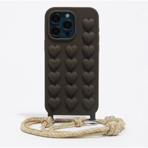 BIMBA Y LOLA Dark brown silicone iPhone 15 Pro Max case with rope DARK BROWN UN adult BIMBA Y LOLA Dark brown silicone iPhone 15 Pro Max case with rope DARK BROWN UN adult