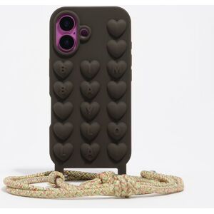 BIMBA Y LOLA Dark brown silicone iPhone 16 case with rope DARK BROWN UN adult BIMBA Y LOLA Dark brown silicone iPhone 16 case with rope DARK BROWN UN adult