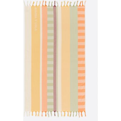 BIMBA Y LOLA Yellow striped towel with horizontal and vertical pattern YELLOW UN adult BIMBA Y LOLA Yellow striped towel with horizontal and vertical pattern YELLOW UN adult