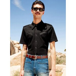 Phixclothing.com Western Leather Pocket Short Sleeve Polo - Black / XX-Large XX-Large Black XX-Large