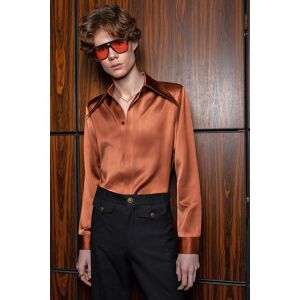 Phixclothing.com Copper Orange Satin Statement Dagger Collar Shirt - Copper / Small Small Copper Small