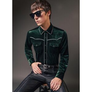 Phixclothing.com Green Velvet Western Shirt - Green / Small Small Green Small