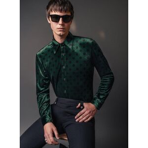 Phixclothing.com Green Polka Dot Velvet Shirt - Green / Small Small Green Small