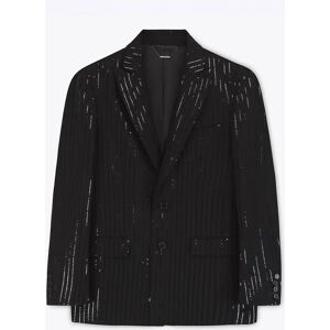 Phixclothing.com Sequin Pinstripe Wool Single Breasted Blazer - Black / Small Small Black Small