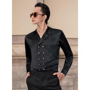 Phixclothing.com Black Double Breasted Satin Shirt - Black / X-Small X-Small Black X-Small