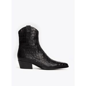 Phixclothing.com Black Croc-Effect Leather Cowboy Boot - Black / UK 11 EUR 45 US 12 Black UK 11 EUR 45 US 12