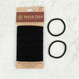 Terra Ties Natural Rubber Hair Ties - Black - Pack of 27