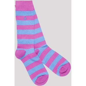 Swole Panda Striped Pink & Light Blue Bamboo Socks - Shoe Size 4-7