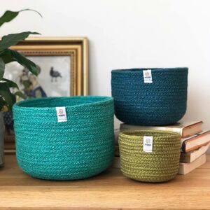 ReSpiin Tall Jute Basket Set - Ocean