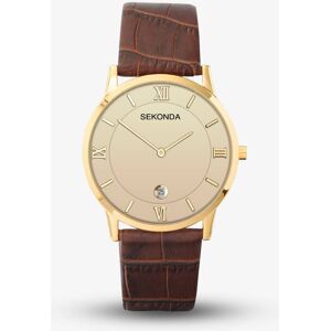 Sekonda Classic Champagne & Brown Leather Watch 1041