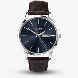 Sekonda Classic Dark Blue & Brown Leather Watch 1662