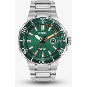 Citizen Mens Endeavor Eco-Drive Green Dial Stainless Steel Bracelet  Watch AW1428-53X