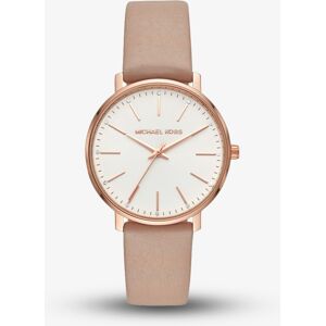 Michael Kors Ladies Pyper Rose Gold Plated White Crystal Set Dial Nude Leather Strap MK2748