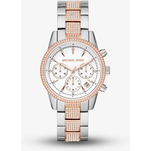 Michael Kors Ladies Ritz Chronograph Two Colour Crystal Bracelet Watch MK6651