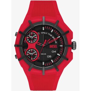 Diesel Mens Framed Red & Black Rubber Watch DZ1989