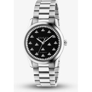 Gucci Ladies G-Timeless Automatic Stainless Steel Black Onyx Bee Motif Dial Bracelet Watch YA1264130