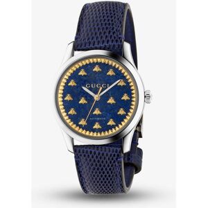 Gucci Ladies G-Timeless Automatic Blue Lapis Gold Bee Motif Leather Strap Watch YA1264122