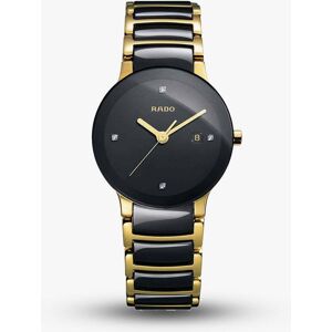 Rado Ladies Centrix Diamonds Quartz Black and Gold Ceramic Bracelet Watch R30930712 S