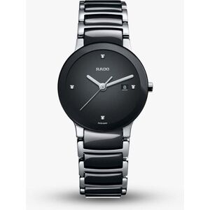 Rado Ladies Centrix Diamonds Jubile Quartz Black and Silver Ceramic Bracelet Watch R30935712 S