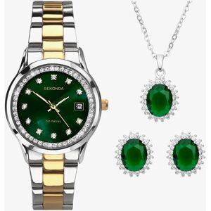 Sekonda Catherine Two Tone Green Watch Set 49038 Sekonda Catherine Two Tone Green Watch Set 49038