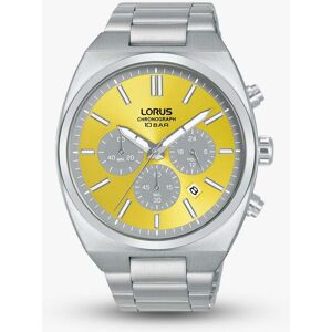 Lorus Mens Multisports Chronograph Silver Tone Yellow Watch RT367KX9 Lorus Mens Multisports Chronograph Silver Tone Yellow Watch RT367KX9
