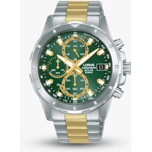 Lorus Mens Solar Chronograph Two Tone Green Dial Watch RZ605AX9 Lorus Mens Solar Chronograph Two Tone Green Dial Watch RZ605AX9