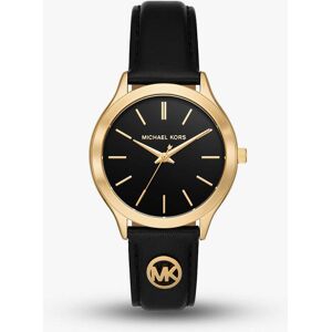 Michael Kors Ladies Slim Runway Black Leather Strap Watch MK7553 Michael Kors Ladies Slim Runway Black Leather Strap Watch MK7553