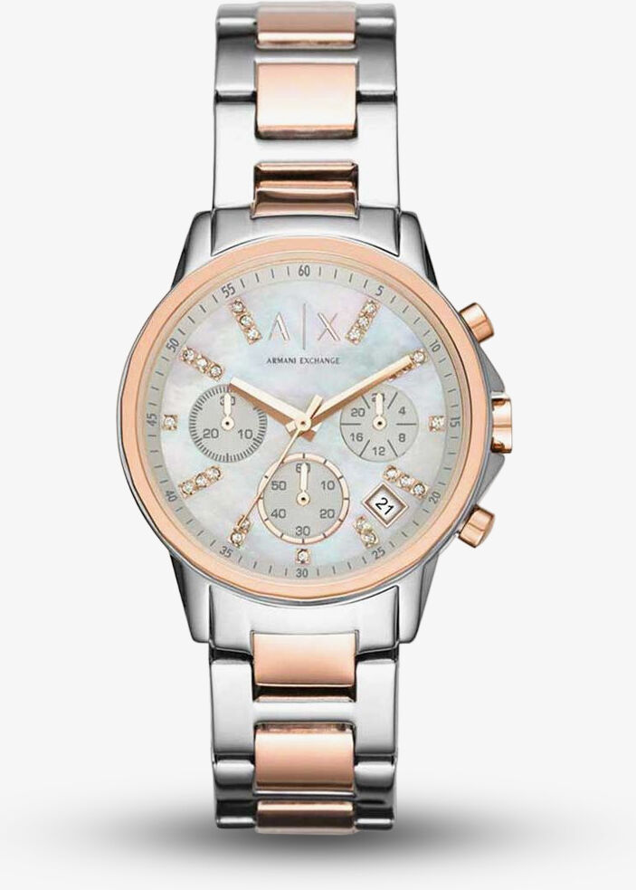 Armani Exchange Ladies Two Tone Chronograph Bracelet Watch AX4331