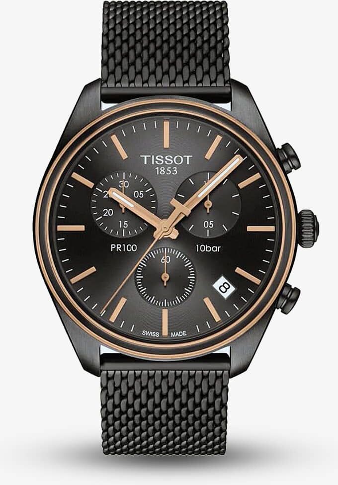 Tissot Mens PR 100 Chronograph Gun Metal & Rose PVD Watch T101.417.23.061.00