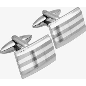 Unique Stainless Steel Silver Striped Rectangle Cufflinks QC-58