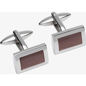 Unique Mens Stainless Steel and Brown-IP Oblong Cufflinks QC-209