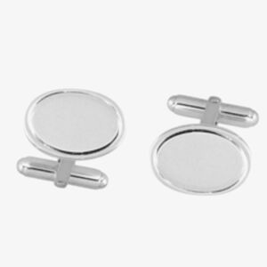 Silver Classic Sterling Silver Oval Edged Toggle Cufflinks LH42 T/L