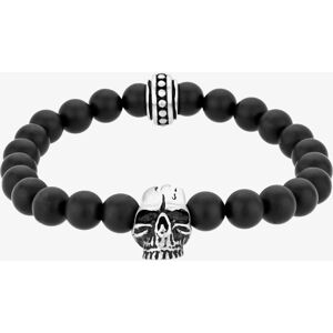 Bourne and Wilde Mens Black Agate Skull Bead Bracelet UR06-06