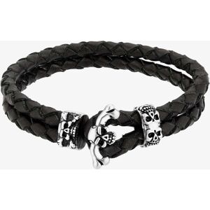 Bourne and Wilde Mens Double Black Leather Skull Bracelet UR15-05