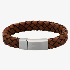 Bourne and Wilde Mens Thick Brown Leather Plaited Bracelet OSB-1360SBN
