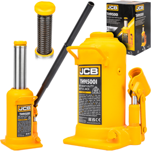 JCB 15 Tonne Heavy-Duty Automotive Hydraulic Bottle Jack, 508mm Maximum Lift   JCB-TH915001