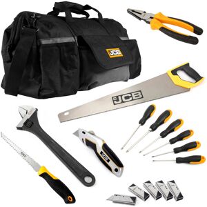 JCB Hand Tool Set, Saws, Screwdrivers, Pliers, Wrench and Knife in 20  Kit Bag   JCB-HTSET-COMP