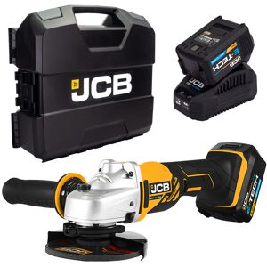 JCB 18V Angle Grinder 2x 4.0Ah Lithium-Ion batteries with 2.4A fast charger in W-Boxx 136 power tool case   21-18AG-4-WB