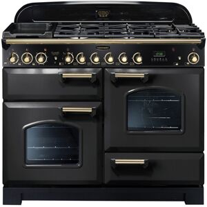 Rangemaster Classic Deluxe 110 Dual Fuel Range Cooker - Charcoal Black/Brass