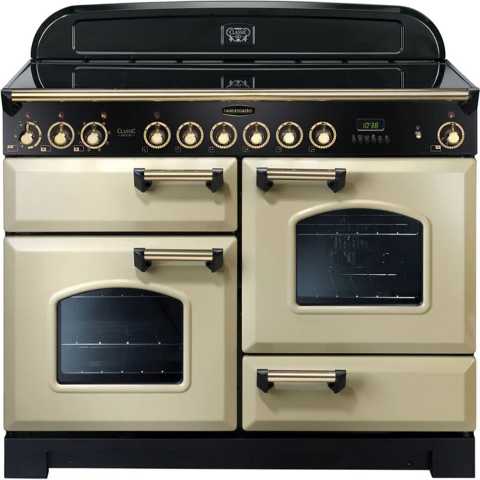 Rangemaster Classic Deluxe 110 Ceramic Range Cooker - Cream/Brass