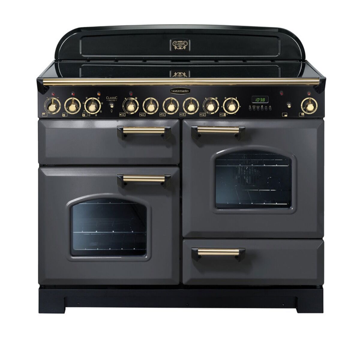 Rangemaster Classic Deluxe 110 Ceramic Range Cooker - Slate/Brass