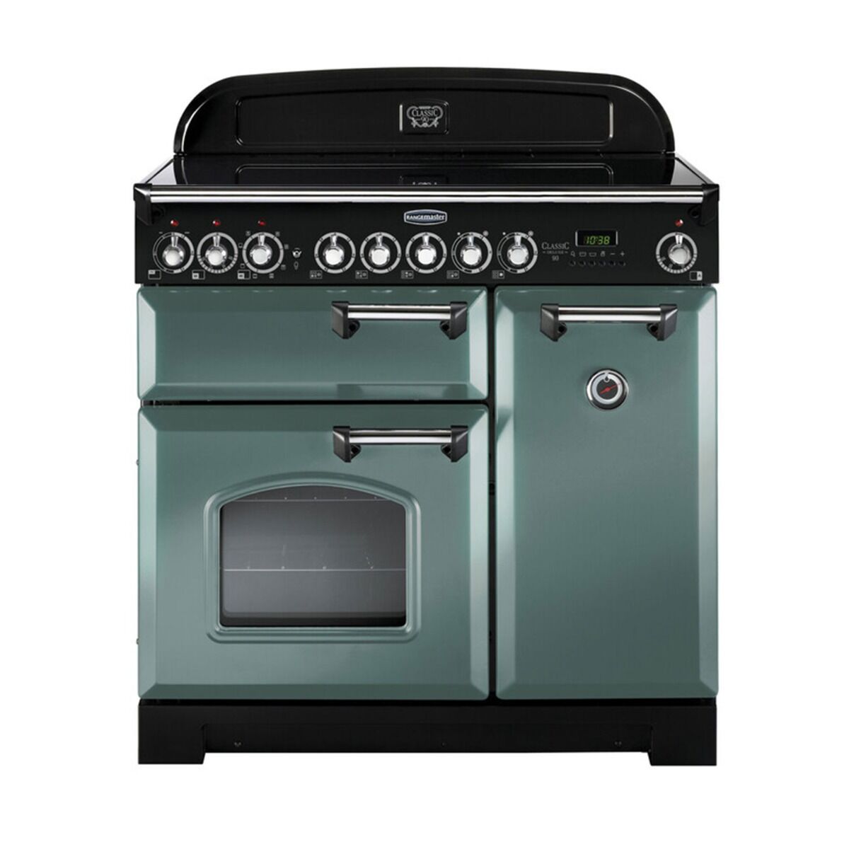 Rangemaster Classic Deluxe 90 Ceramic Range Cooker - Mineral Green/Chrome