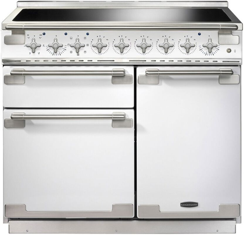 Rangemaster Elise 100 Induction Range Cooker - White/Brushed Nickel