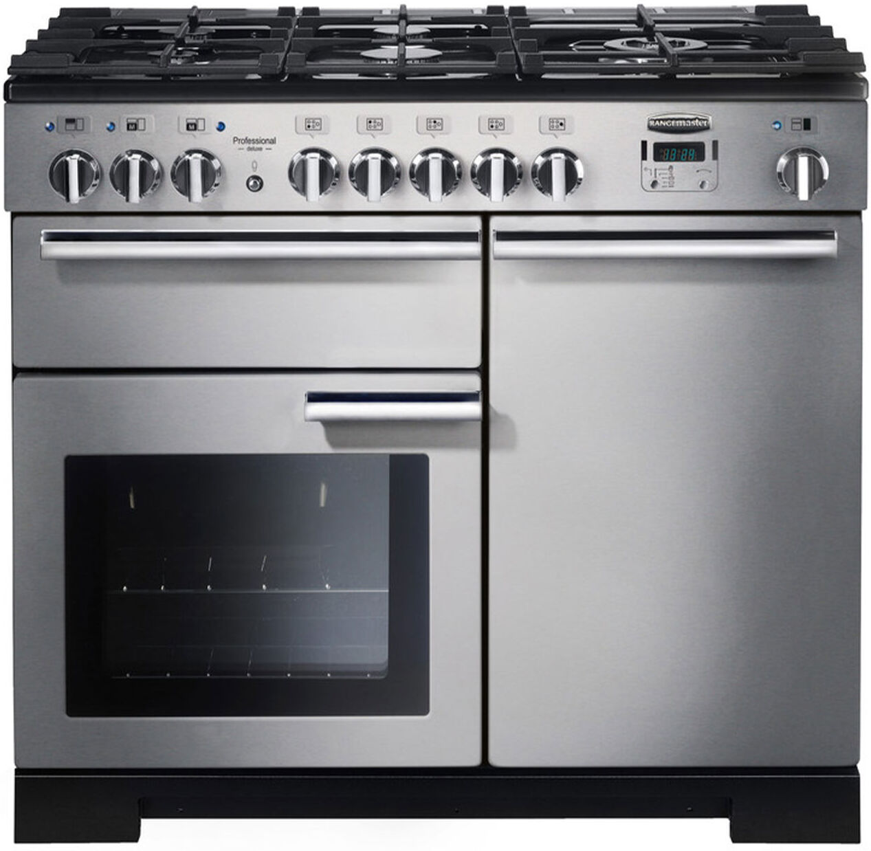 Rangemaster Professional Deluxe 110 Dual Fuel Range Cooker - Stainless Steel/Chrome