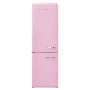 Smeg FAB32LPK5 60cm 50s Style Left Hand Hinge Freezer over Fridge - Pink